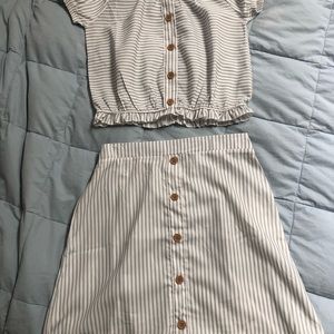 Girls size small striped top and skirt with button accent